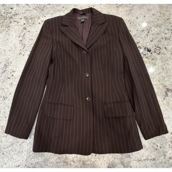 Banana Republic Jackets & Blazers - Banana Republic Brown Pinstripe Wool Blazer Size 6 Made in Italy